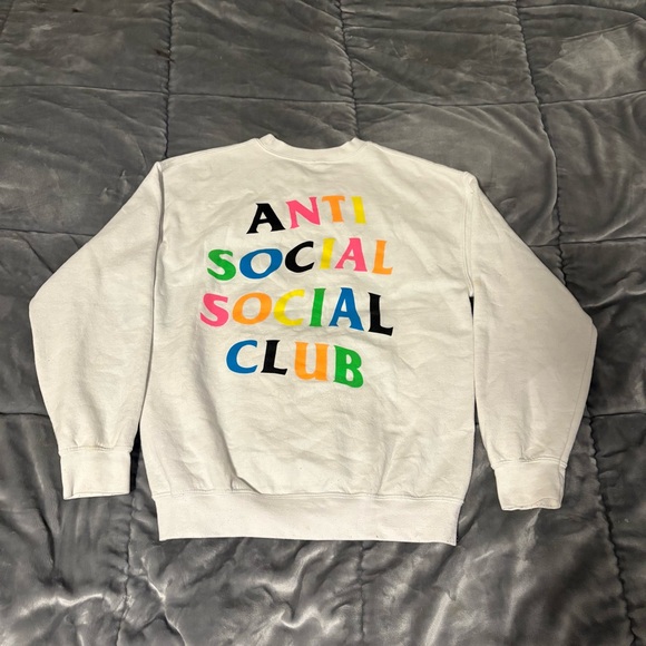 Anti Social, Social Club Tops - Anti Social, Social Club White Crewneck. Multicoloured Detail